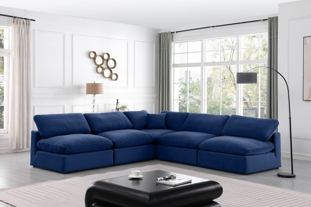 Meridian Furniture - Comfy Navy Velvet Modular Sectional - 5Pc - 189Navy-Sec5B view 5
