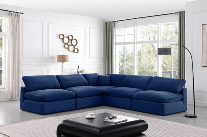 Meridian Furniture - Comfy Navy Velvet Modular Sectional - 5Pc - 189Navy-Sec5B view 5
