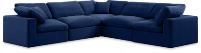 Meridian Furniture - Comfy Navy Velvet Modular Sectional - 5Pc - 189Navy-Sec5C view 1