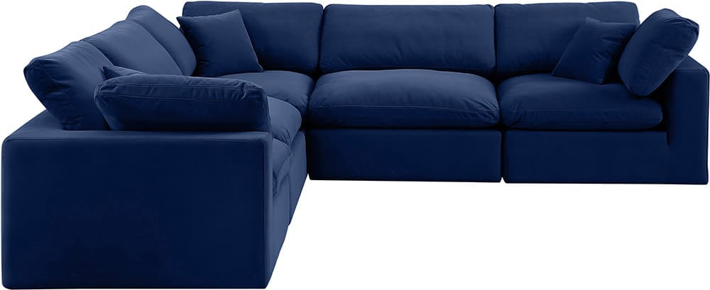 Meridian Furniture - Comfy Navy Velvet Modular Sectional - 5Pc - 189Navy-Sec5C view 2