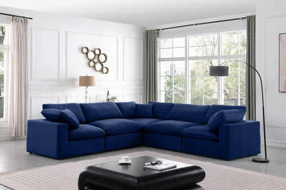 Meridian Furniture - Comfy Navy Velvet Modular Sectional - 5Pc - 189Navy-Sec5C view 6