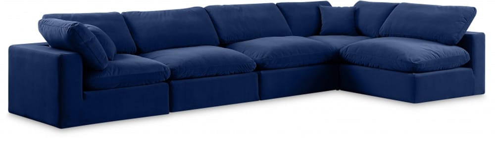 Meridian Furniture - Comfy Navy Velvet Modular Sectional - 5Pc - 189Navy-Sec5D view 1