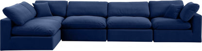 Meridian Furniture - Comfy Navy Velvet Modular Sectional - 5Pc - 189Navy-Sec5D view 2
