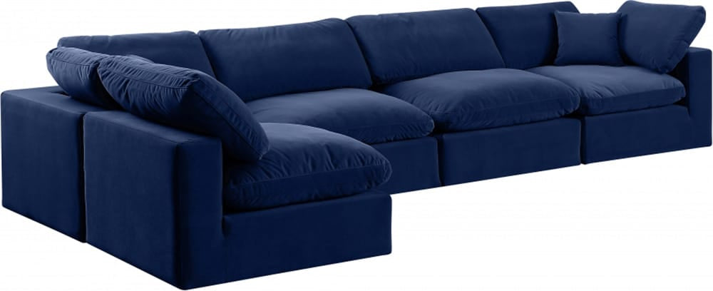 Meridian Furniture - Comfy Navy Velvet Modular Sectional - 5Pc - 189Navy-Sec5D view 3