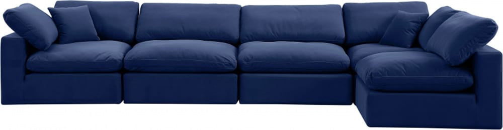 Meridian Furniture - Comfy Navy Velvet Modular Sectional - 5Pc - 189Navy-Sec5D view 4