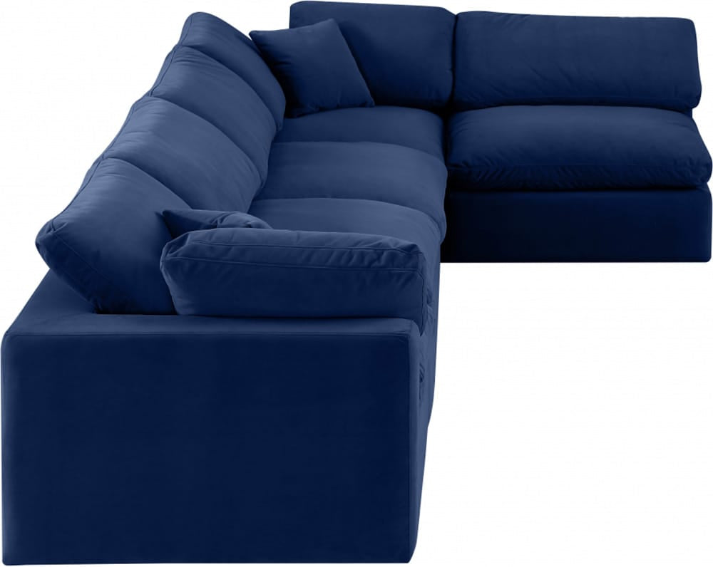 Meridian Furniture - Comfy Navy Velvet Modular Sectional - 5Pc - 189Navy-Sec5D view 7