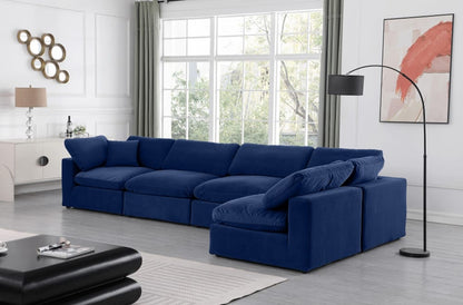 Meridian Furniture - Comfy Navy Velvet Modular Sectional - 5Pc - 189Navy-Sec5D view 12