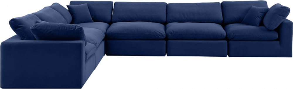 Meridian Furniture - Comfy Navy Velvet Modular Sectional - 6Pc - 189Navy-Sec6A view 2