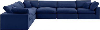Meridian Furniture - Comfy Navy Velvet Modular Sectional - 6Pc - 189Navy-Sec6A view 2