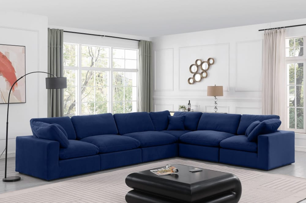 Meridian Furniture - Comfy Navy Velvet Modular Sectional - 6Pc - 189Navy-Sec6A view 8