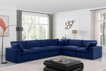 Meridian Furniture - Comfy Navy Velvet Modular Sectional - 6Pc - 189Navy-Sec6A view 8