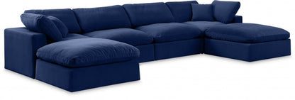 Meridian Furniture - Comfy Navy Velvet Modular Sectional - 6Pc - 189Navy-Sec6B view 1