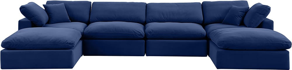 Meridian Furniture - Comfy Navy Velvet Modular Sectional - 6Pc - 189Navy-Sec6B view 2
