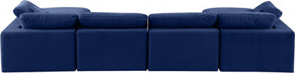 Meridian Furniture - Comfy Navy Velvet Modular Sectional - 6Pc - 189Navy-Sec6B view 3