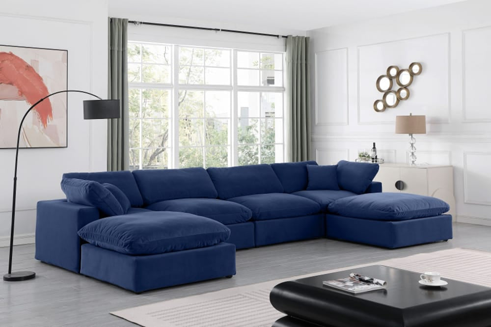 Meridian Furniture - Comfy Navy Velvet Modular Sectional - 6Pc - 189Navy-Sec6B view 6