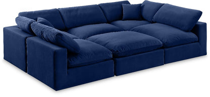Meridian Furniture - Comfy Navy Velvet Modular Sectional - 6Pc - 189Navy-Sec6C view 1
