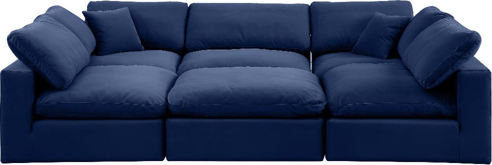 Meridian Furniture - Comfy Navy Velvet Modular Sectional - 6Pc - 189Navy-Sec6C view 2