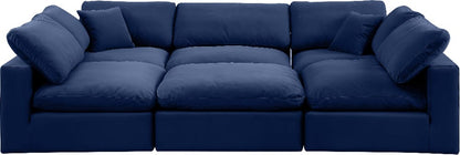 Meridian Furniture - Comfy Navy Velvet Modular Sectional - 6Pc - 189Navy-Sec6C view 2