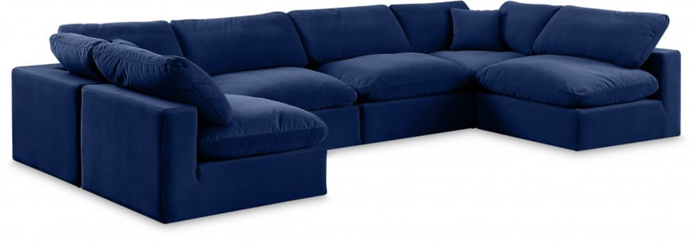 Meridian Furniture - Comfy Navy Velvet Modular Sectional - 6Pc - 189Navy-Sec6D view 1