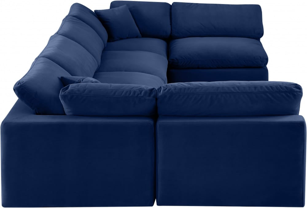 Meridian Furniture - Comfy Navy Velvet Modular Sectional - 6Pc - 189Navy-Sec6D view 4