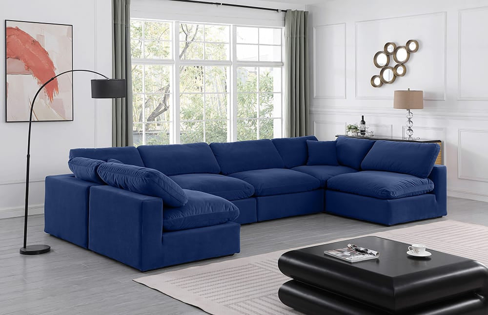 Meridian Furniture - Comfy Navy Velvet Modular Sectional - 6Pc - 189Navy-Sec6D view 7