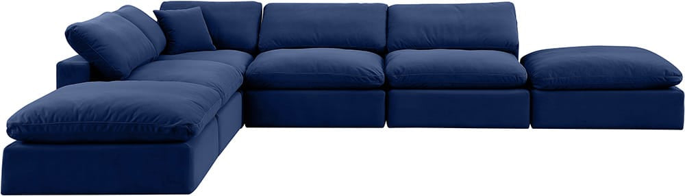 Meridian Furniture - Comfy Navy Velvet Modular Sectional - 6Pc - 189Navy-Sec6E view 1
