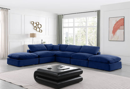 Meridian Furniture - Comfy Navy Velvet Modular Sectional - 6Pc - 189Navy-Sec6E view 7