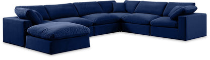 Meridian Furniture - Comfy Navy Velvet Modular Sectional - 7Pc - 189Navy-Sec7A view 1