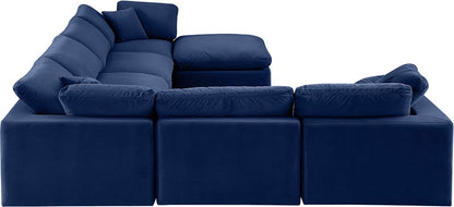 Meridian Furniture - Comfy Navy Velvet Modular Sectional - 7Pc - 189Navy-Sec7A view 4