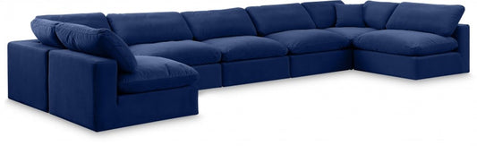 Meridian Furniture - Comfy Navy Velvet Modular Sectional - 7Pc - 189Navy-Sec7B view 1