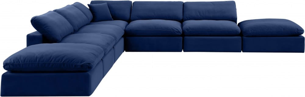 Meridian Furniture - Comfy Navy Velvet Modular Sectional - 7Pc - 189Navy-Sec7C view 1