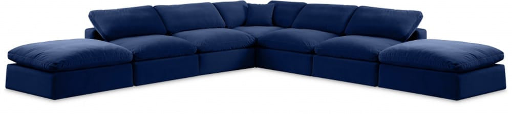 Meridian Furniture - Comfy Navy Velvet Modular Sectional - 7Pc - 189Navy-Sec7C view 