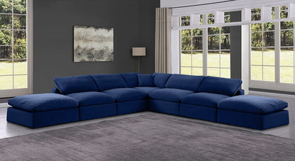 Meridian Furniture - Comfy Navy Velvet Modular Sectional - 7Pc - 189Navy-Sec7C view 8
