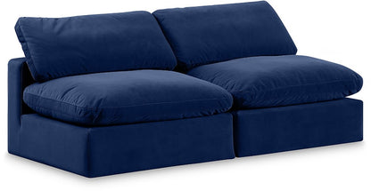 Meridian Furniture - Comfy Navy Velvet Modular Sofa - 2Pc - 189Navy-S78 view 1
