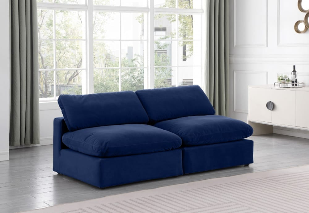 Meridian Furniture - Comfy Navy Velvet Modular Sofa - 2Pc - 189Navy-S78 view 7