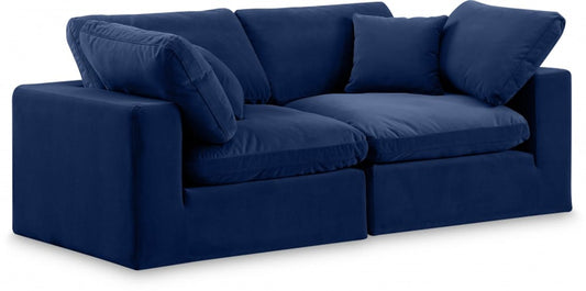 Meridian Furniture - Comfy Navy Velvet Modular Sofa - 2Pc - 189Navy-S80 view 1