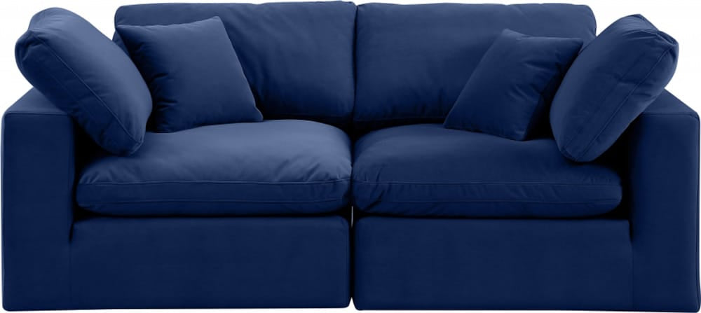 Meridian Furniture - Comfy Navy Velvet Modular Sofa - 2Pc - 189Navy-S80 view 2