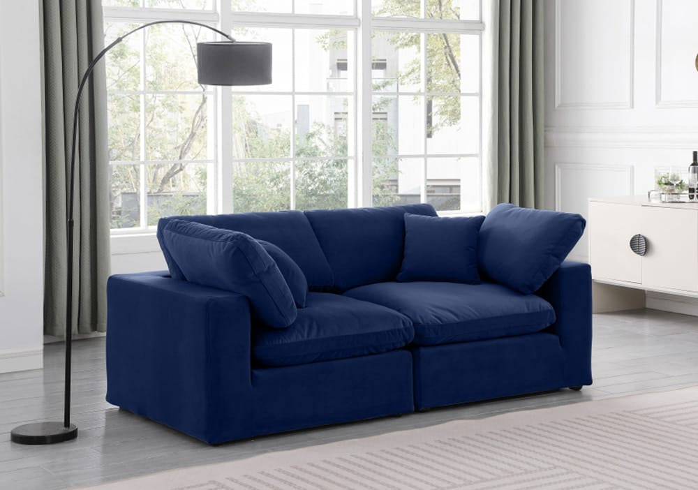 Meridian Furniture - Comfy Navy Velvet Modular Sofa - 2Pc - 189Navy-S80 view 7