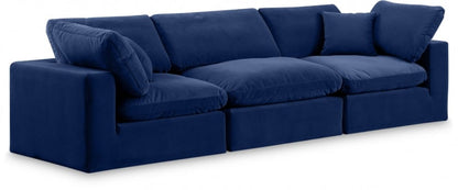 Meridian Furniture - Comfy Navy Velvet Modular Sofa - 3Pc - 189Navy-S119 view 1