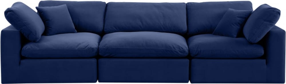 Meridian Furniture - Comfy Navy Velvet Modular Sofa - 3Pc - 189Navy-S119 view 2