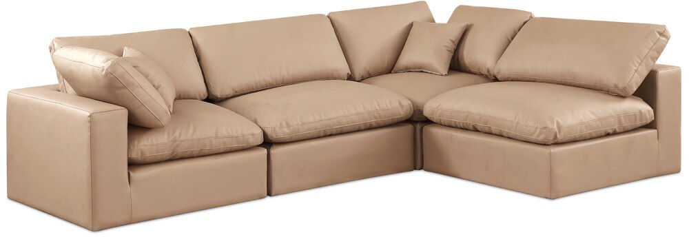 Meridian Furniture - Comfy Tan Vegan Leather Modular Sectional - 4Pc - 188Tan-Sec4B veiw 1