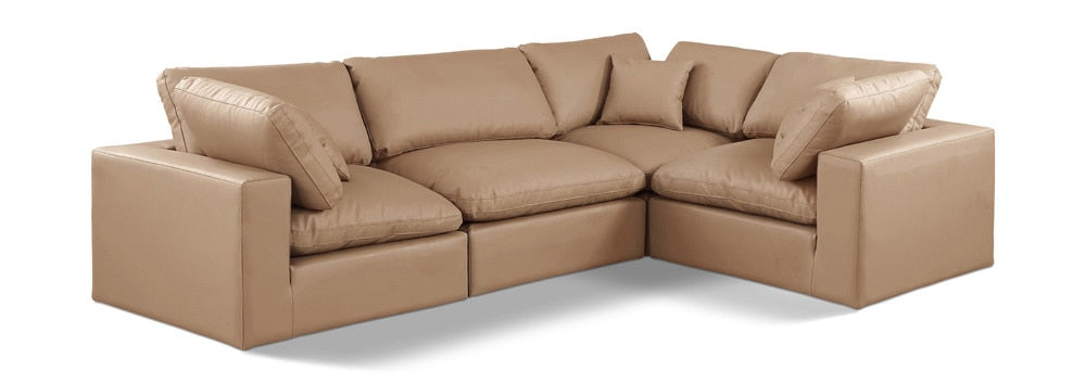Meridian Furniture - Comfy Tan Vegan Leather Modular Sectional - 4Pc - 188Tan-Sec4C veiw 1