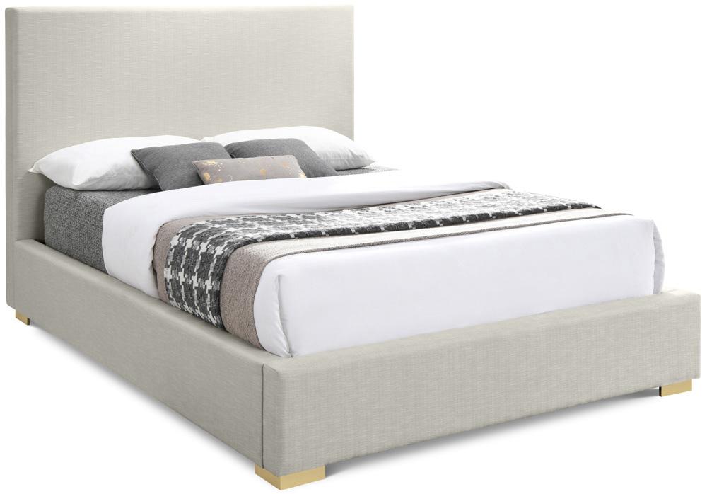 Meridian Furniture - Crosby Beige Linen Textured Fabric Full Bed - CrosbyBeige-F veiw 1