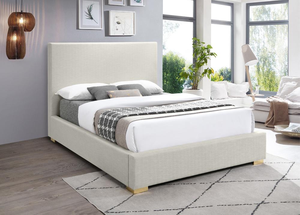 Meridian Furniture - Crosby Beige Linen Textured Fabric Full Bed - CrosbyBeige-F veiw 3