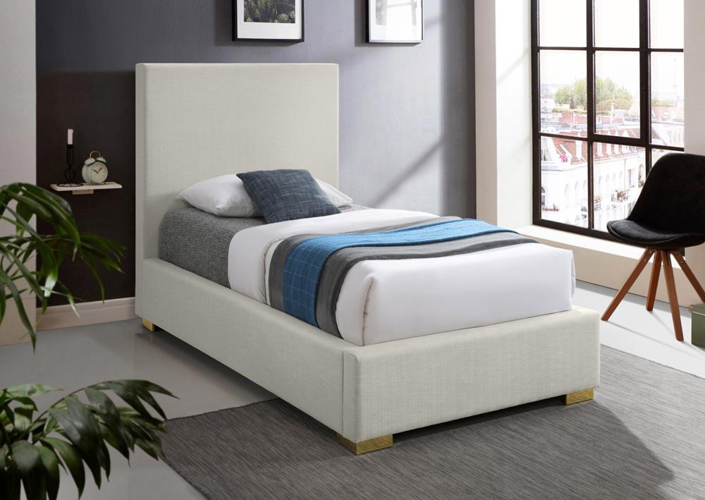 Meridian Furniture - Crosby Beige Linen Textured Fabric Twin Bed - CrosbyBeige-T veiw 3