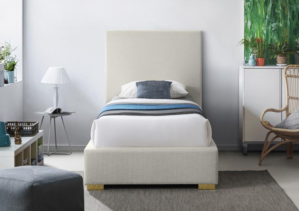 Meridian Furniture - Crosby Beige Linen Textured Fabric Twin Bed - CrosbyBeige-T veiw 7