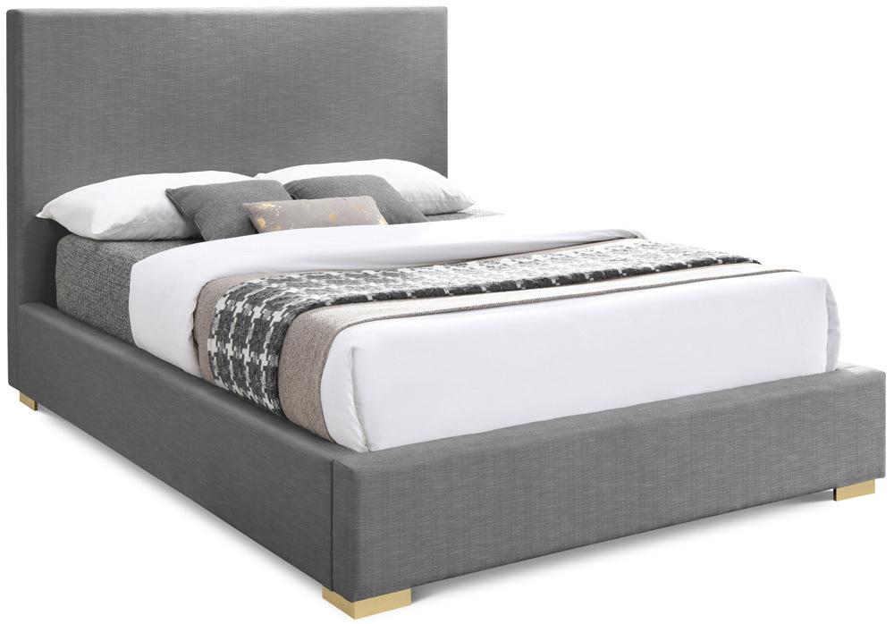 Meridian Furniture - Crosby Grey Linen Textured Fabric King Bed - CrosbyGrey-K veiw 1