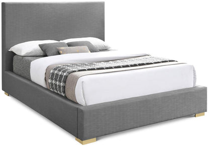Meridian Furniture - Crosby Grey Linen Textured Fabric Queen Bed - CrosbyGrey-Q veiw 1