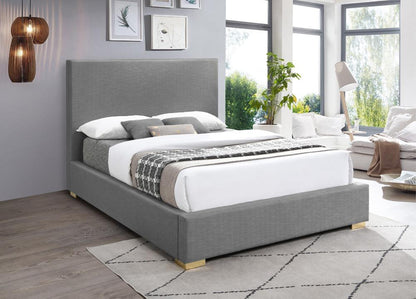 Meridian Furniture - Crosby Grey Linen Textured Fabric Queen Bed - CrosbyGrey-Q veiw 3