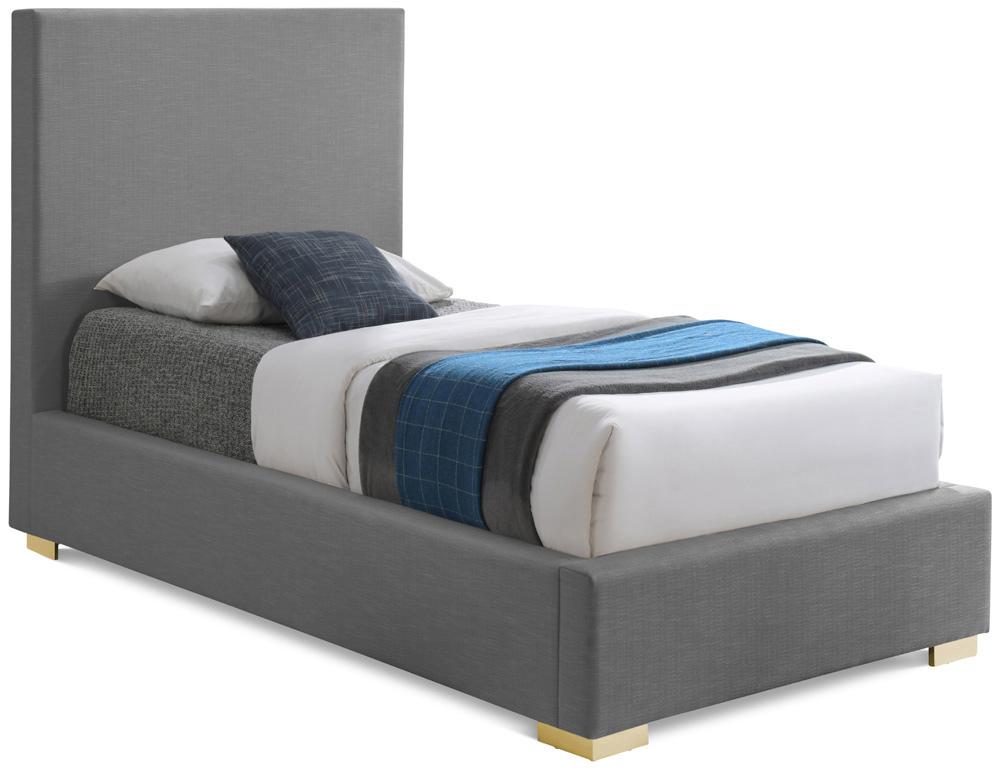 Meridian Furniture - Crosby Grey Linen Textured Fabric Twin Bed - CrosbyGrey-T veiw 1